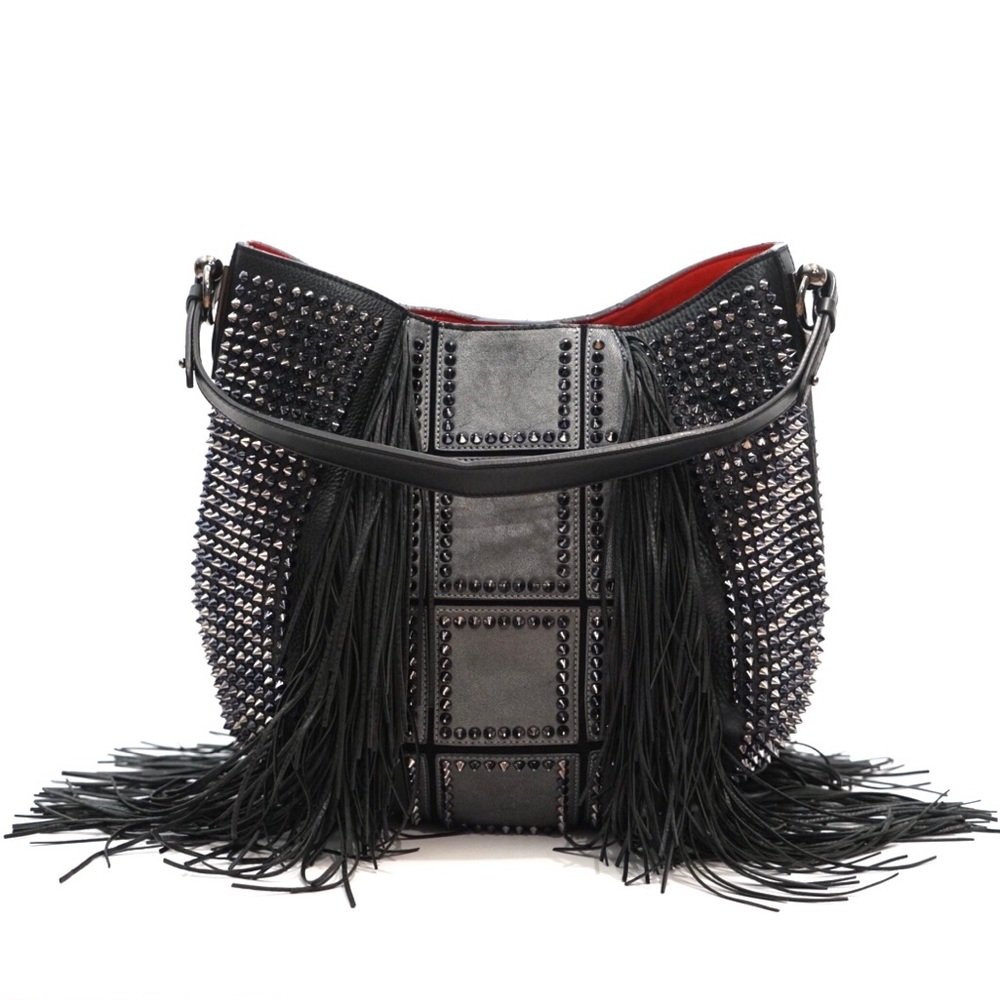 Christian Louboutin Fringe L Lucky Spike Hobo Bag 🛑NO RETIURNS🛑